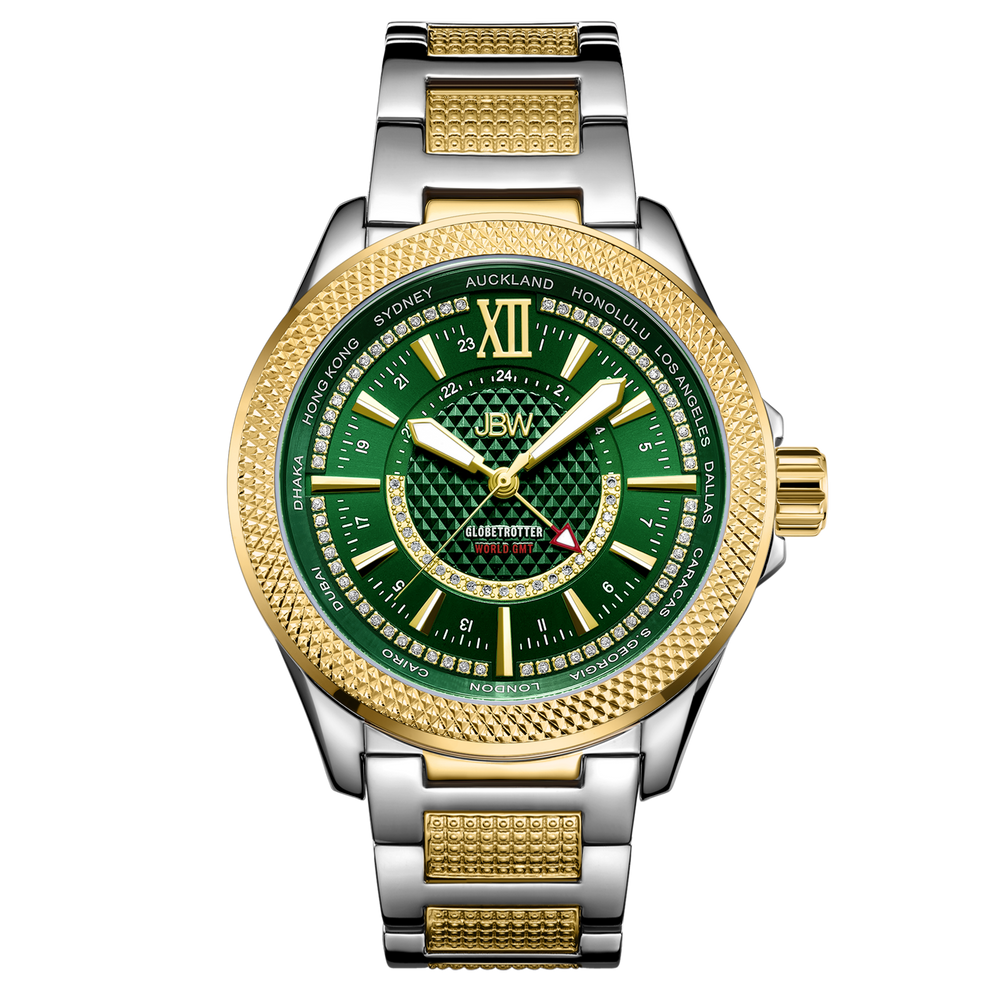 1 jbw globetrotter j6365 10 d two tone stainless steel gold diamond watch front