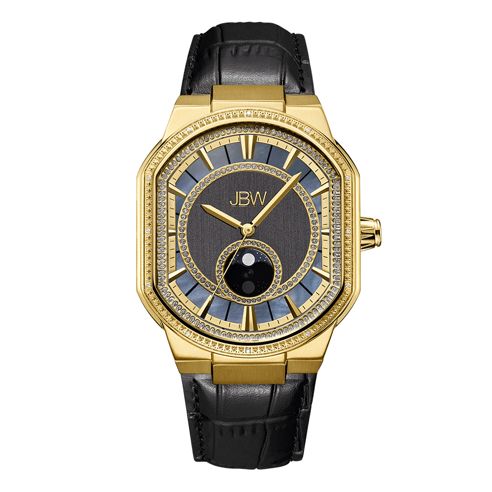 1 jbw orion sky j6375a gold black leather diamond watch front