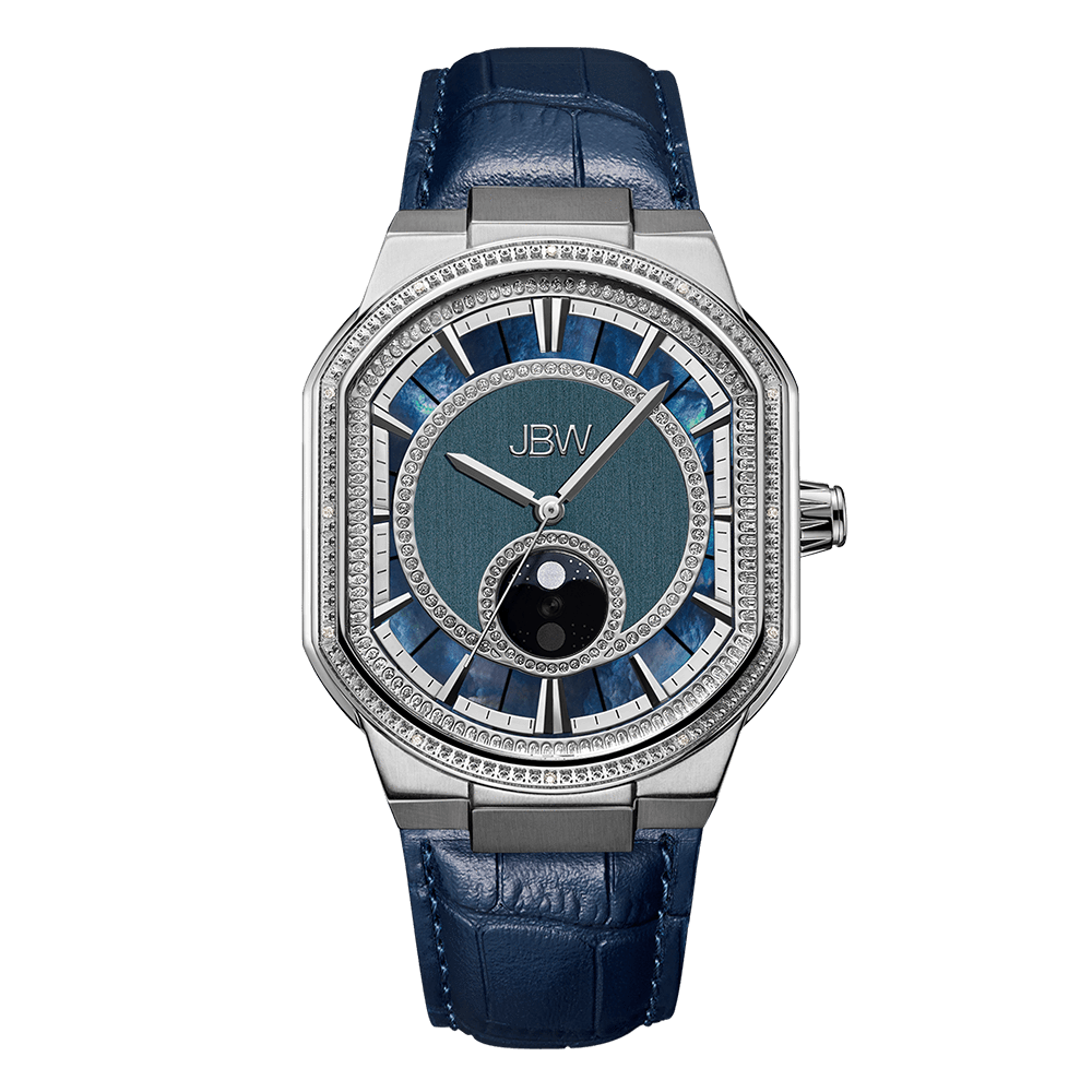 1 jbw orion sky j6375b stainless steel navy leather diamond watch front