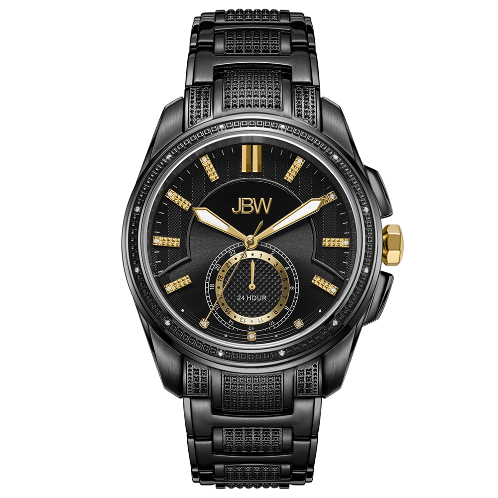 1 jbw prince j6371c two tone gold black ion diamond watch front