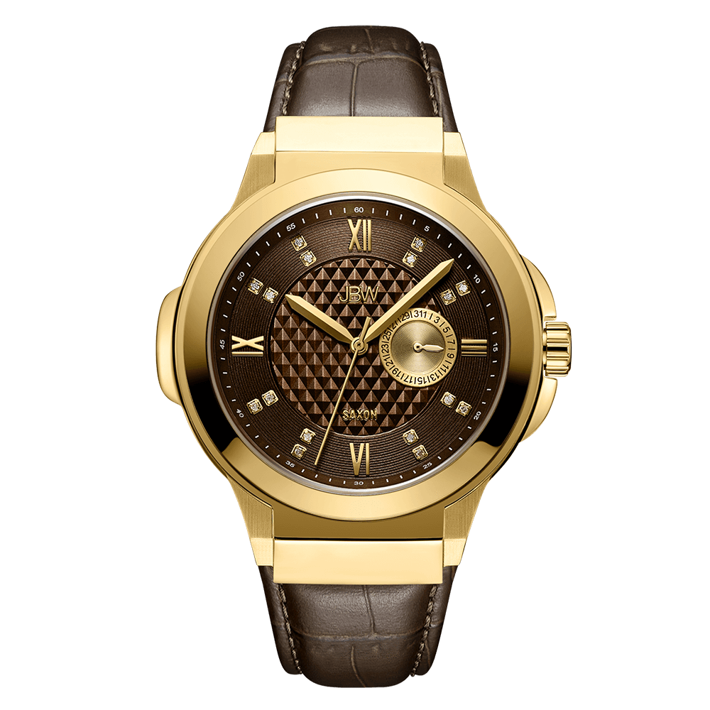 1 jbw saxon 48 j6373a gold brown leather diamond watch front