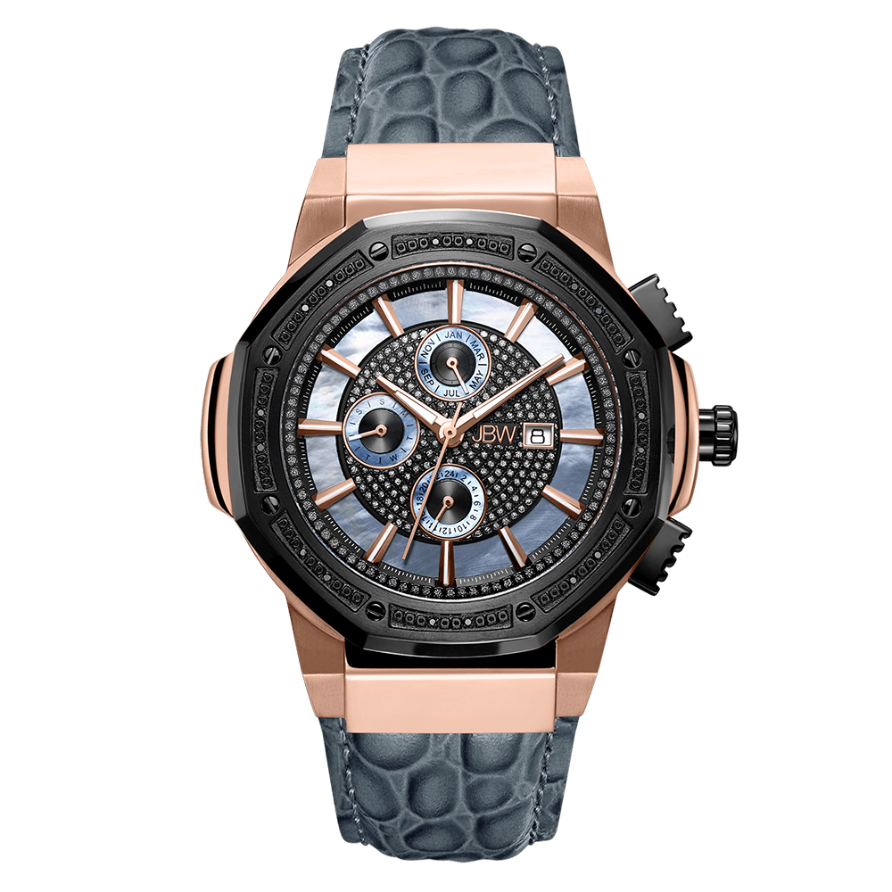 1 jbw saxon jb 6101l 10c two tone rose gold black ion gray leather diamond watch front_70dd4d3f 4ea3 462d 8746 0ffa093d8aba