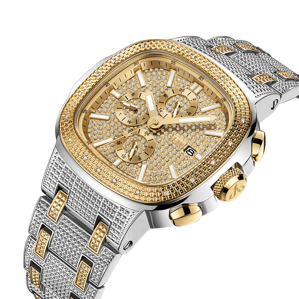 2 jbw heist j6380b two tone gold stainless steel diamond watch angle