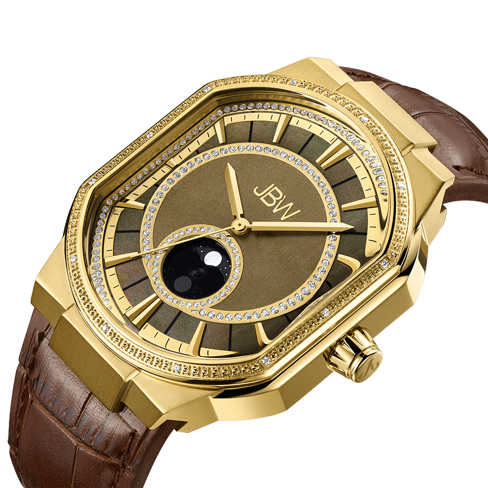 2 jbw orion sky j6375d gold brown leather diamond watch angle