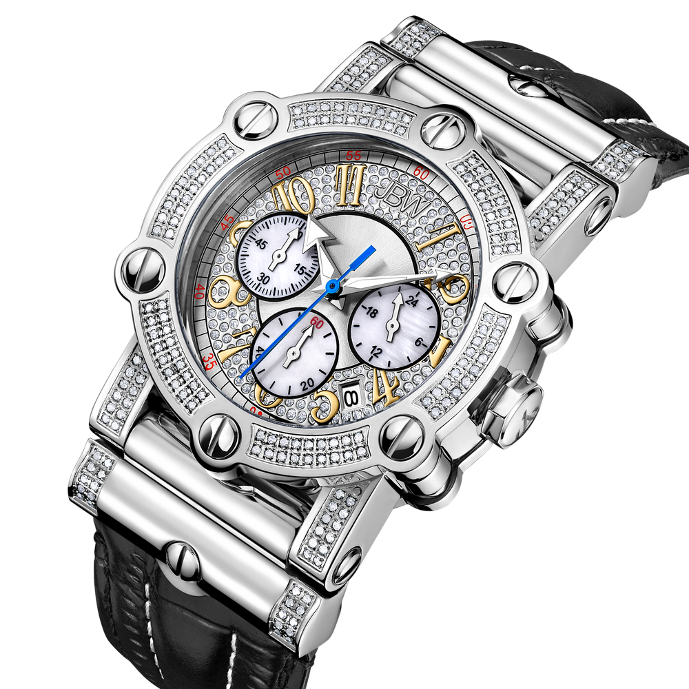 2 jbw phantom jb 6215 10a stainless steel black leather diamond watch angle