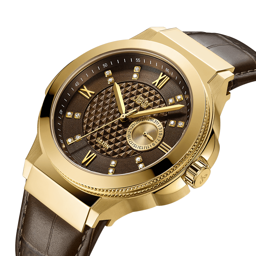 2 jbw saxon 48 j6373a gold brown leather diamond watch angle