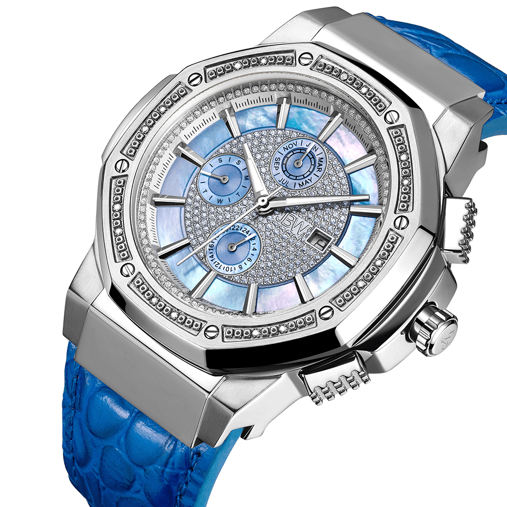 2 jbw saxon jb 6101l 10b stainless steel blue leather diamond watch angle_486d51c5 f6ad 43ba a1ed 46ab0d5a2119