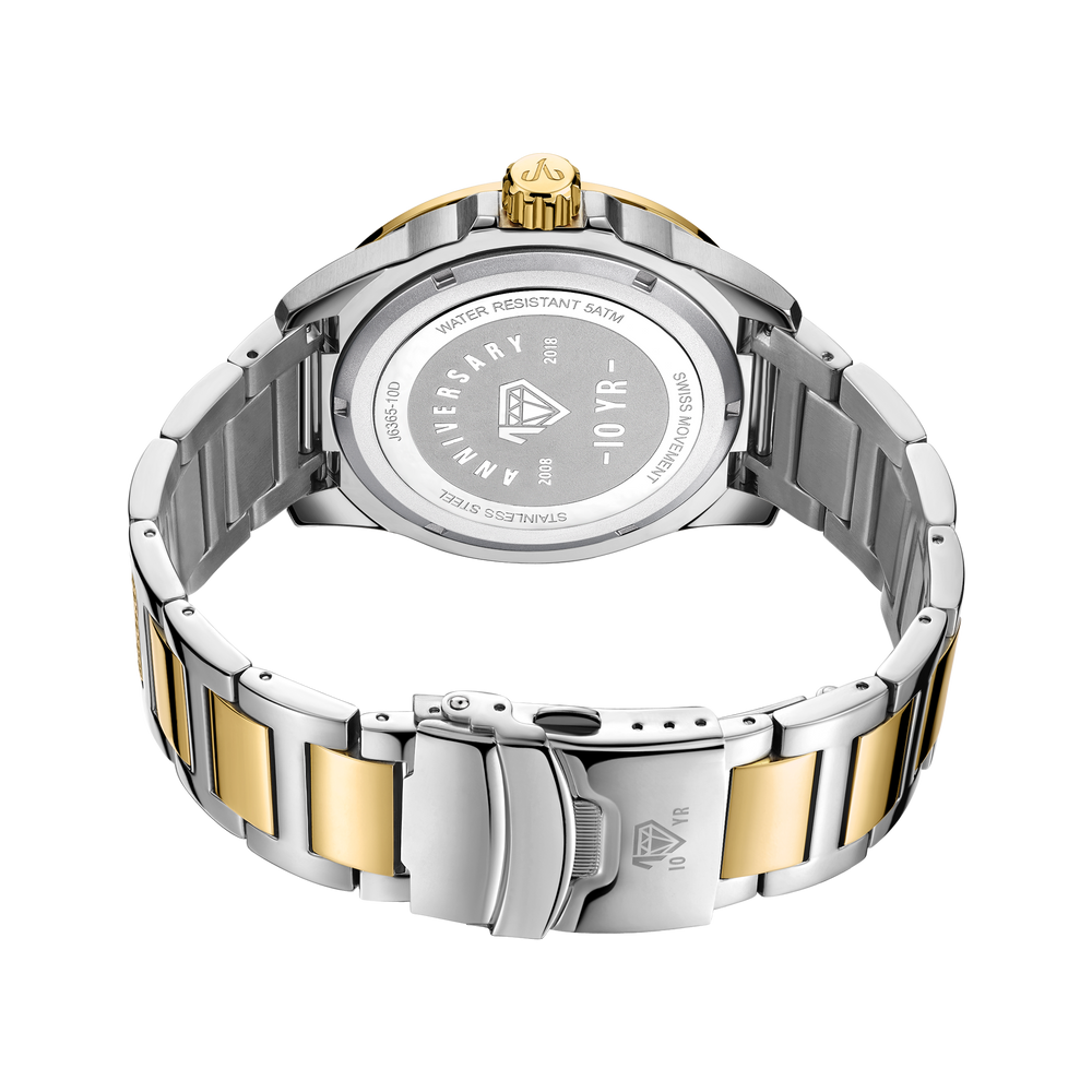 3 jbw globetrotter j6365 10 d two tone stainless steel gold diamond watch back