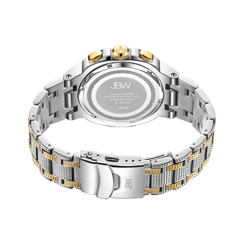 3 jbw heist j6380b two tone gold stainless steel diamond watch back