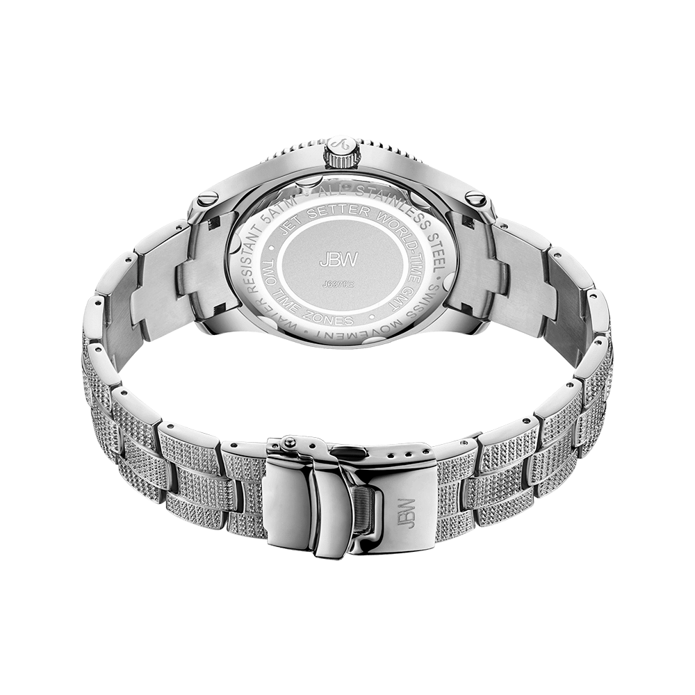 3 jbw jetsetter gmt j6370b stainless steel diamond watch back