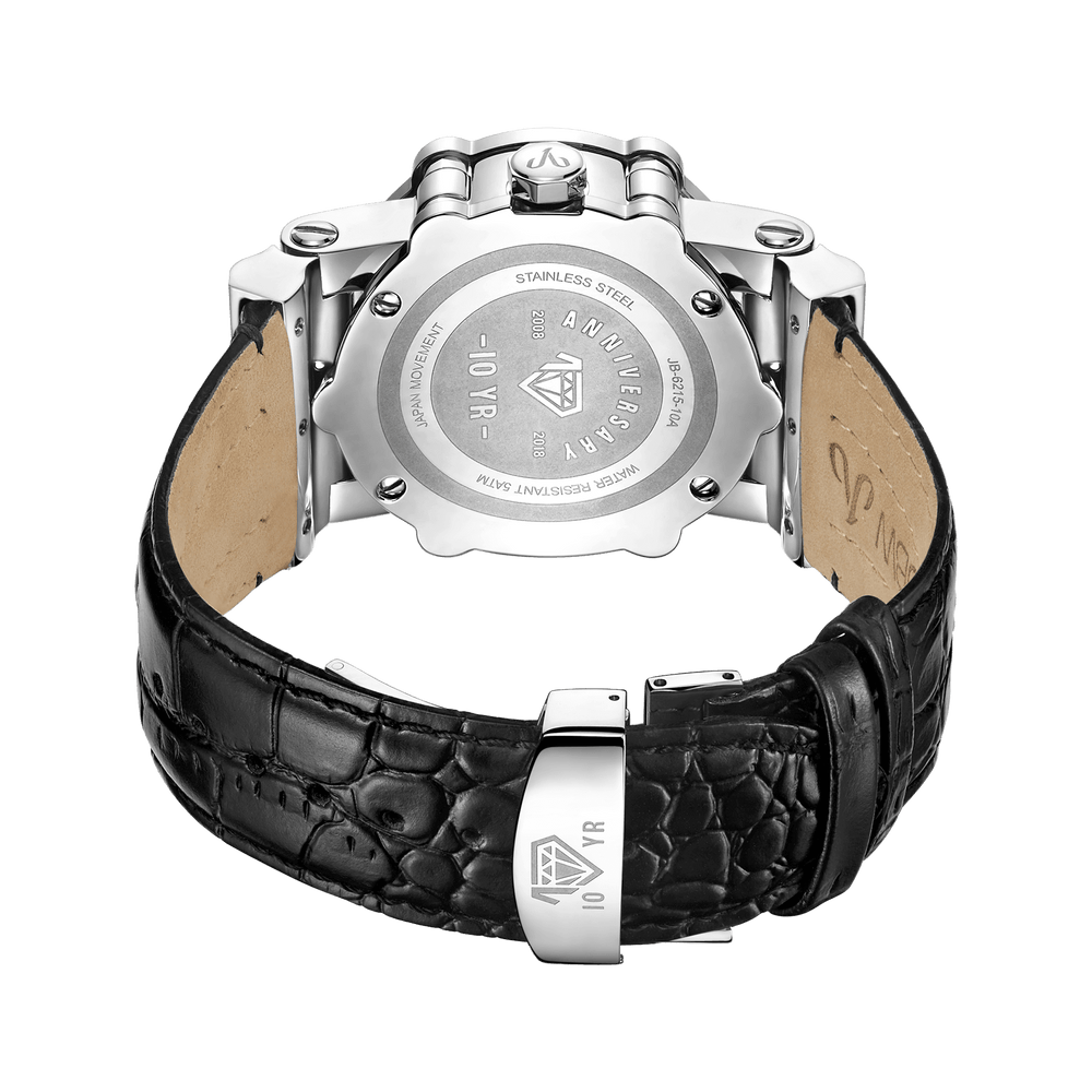 3 jbw phantom jb 6215 10a stainless steel black leather diamond watch back_292a3346 5402 45ee acfd f413131233e8