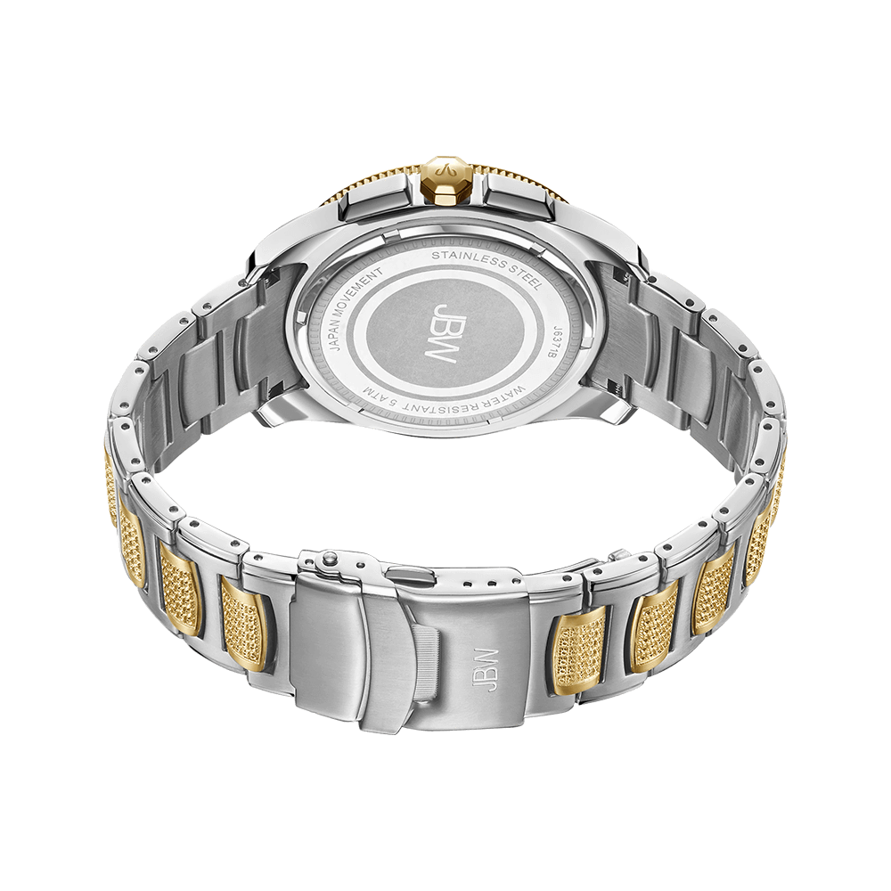 3 jbw prince j6371b two tone gold stainless steel diamond watch back