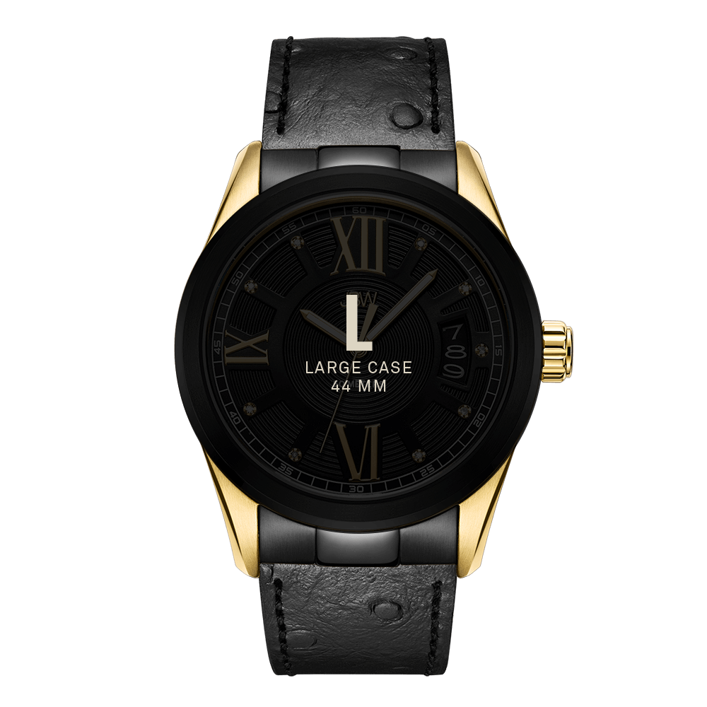 7 jbw bond j6372a two tone gold black ion black leather diamond watch size fit