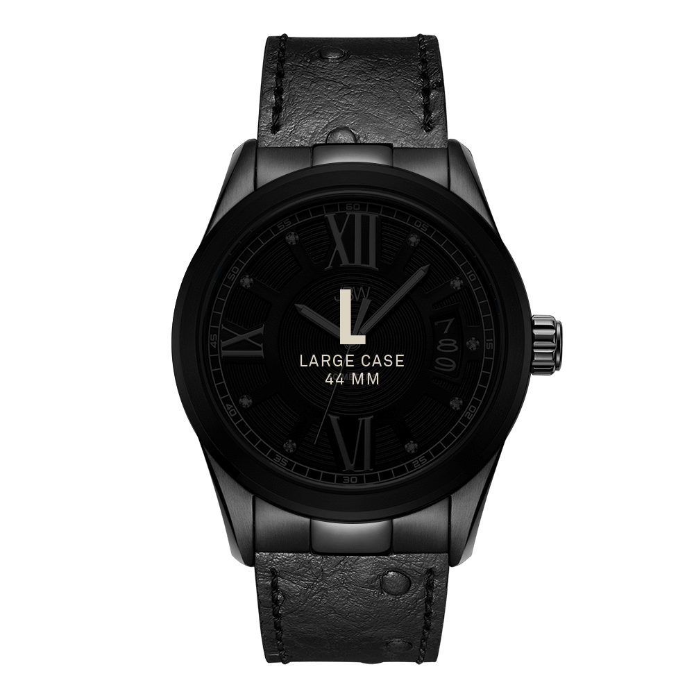 7 jbw bond j6372e black ion black leather diamond watch size fit