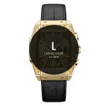 7 jbw echelon j6379e gold black leather diamond watch size fit thumb