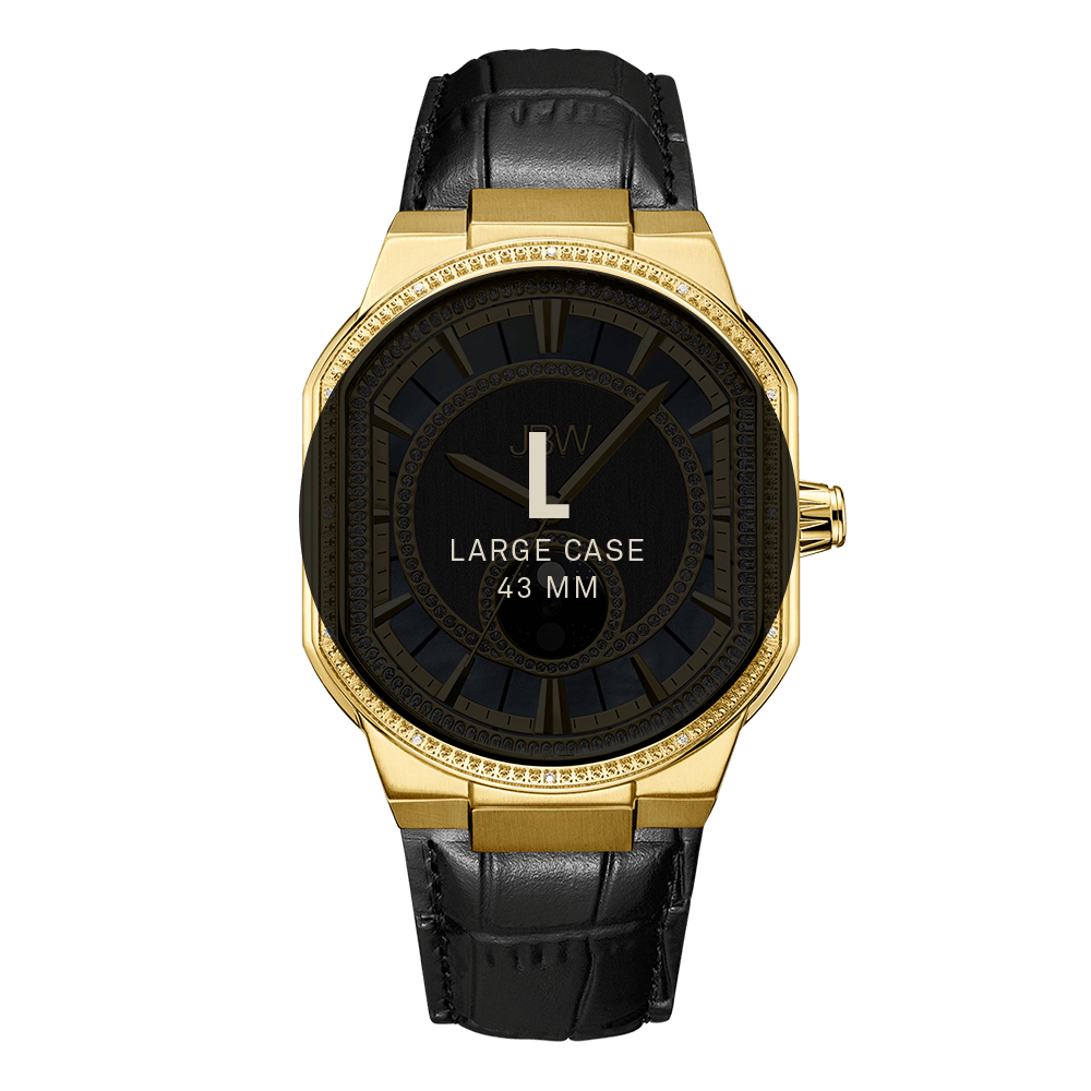 7 jbw orion sky j6375a gold black leather diamond watch size fit