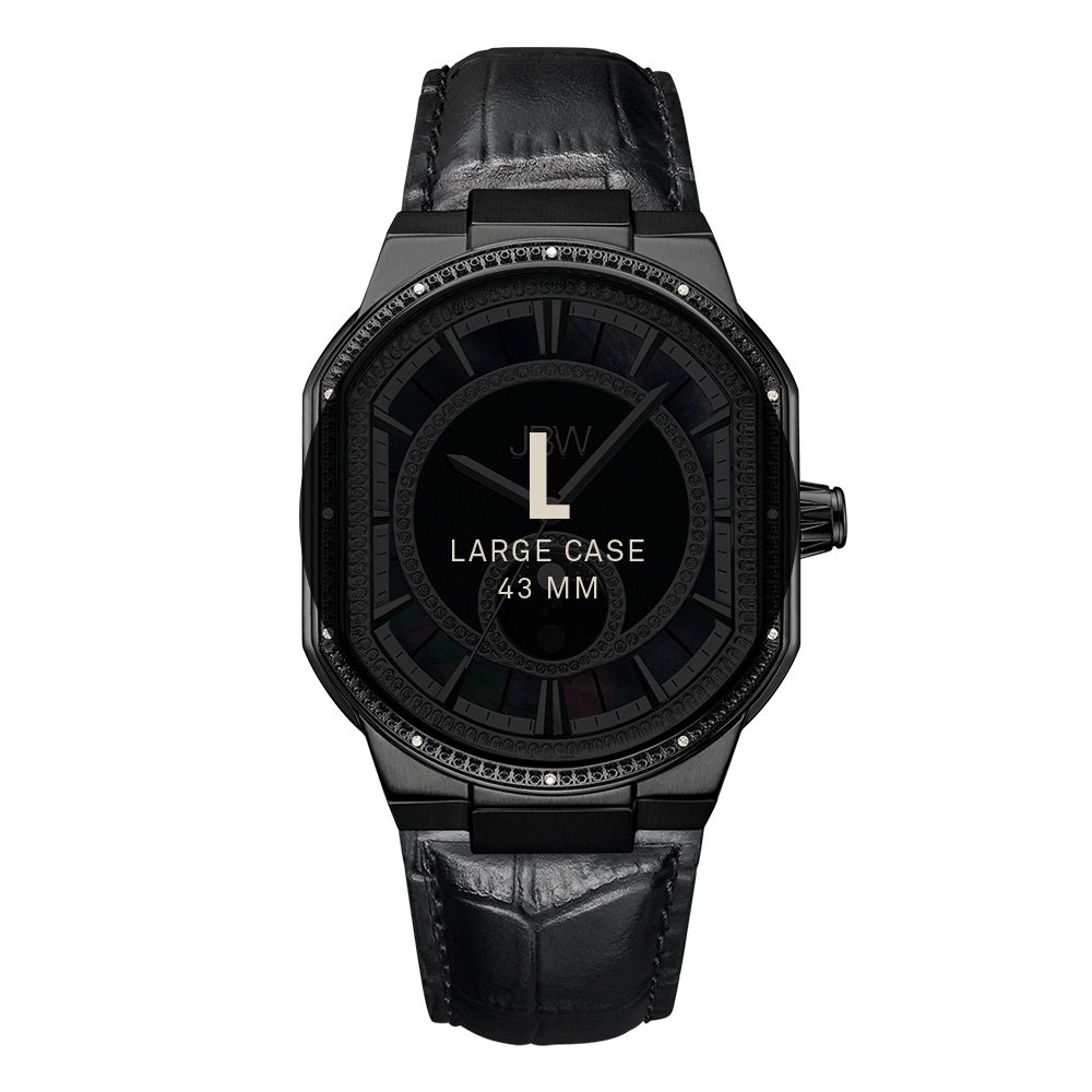 7 jbw orion sky j6375c black black leather diamond watch size fit