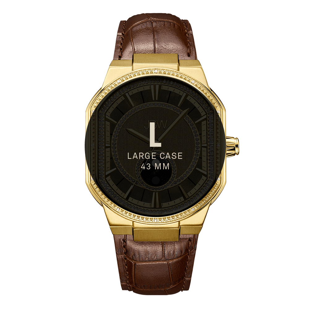 7 jbw orion sky j6375d gold brown leather diamond watch size fit