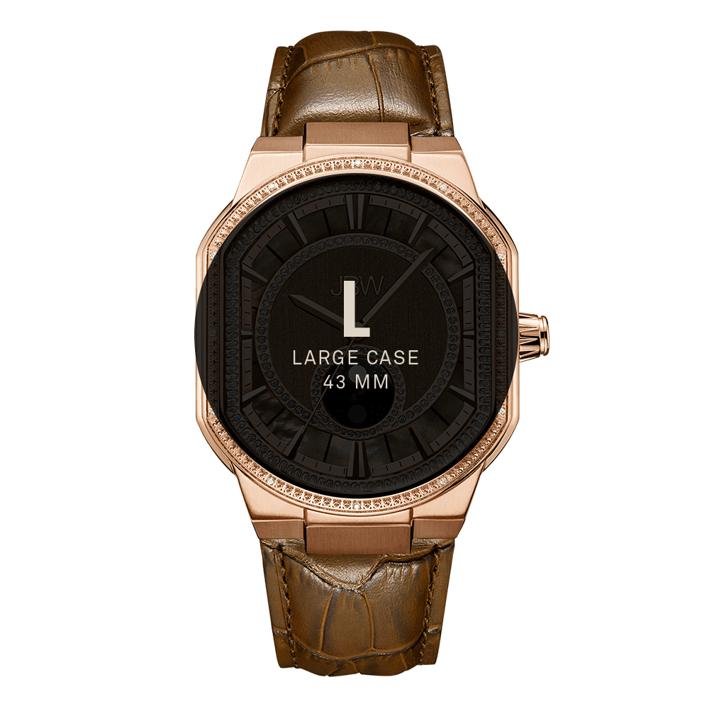 7 jbw orion sky j6375e rose gold brown leather diamond watch size fit