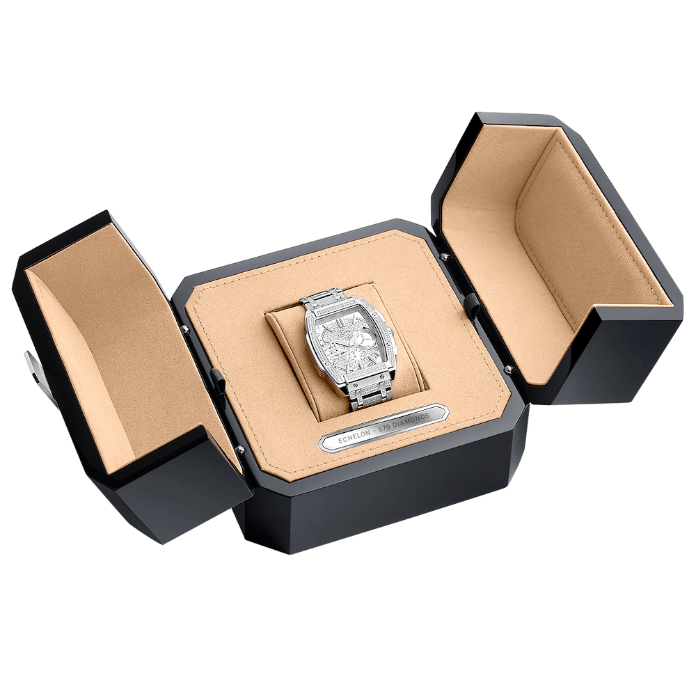 7 jbw platinum series echelon ps570b stainless steel 570 diamond watch boxed