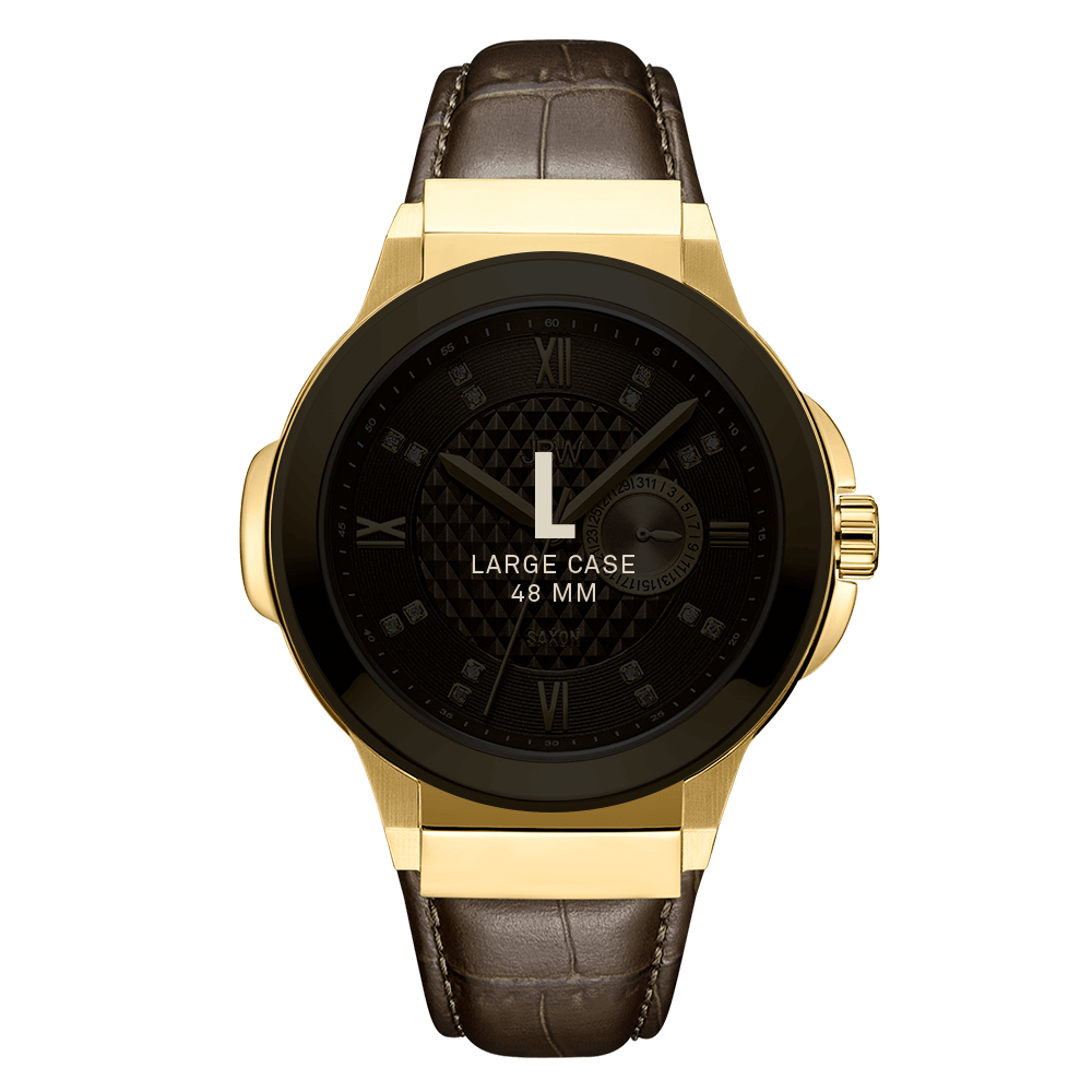 7 jbw saxon 48 j6373a gold brown leather diamond watch size fit