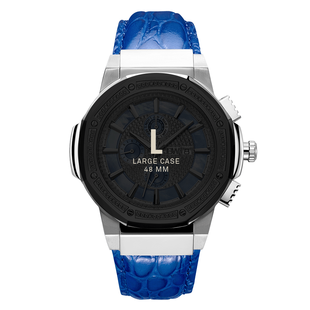 7 jbw saxon jb 6101l 10b stainless steel blue leather diamond watch size fit_5872b568 1044 4d23 915e 2ba40b11cbc0