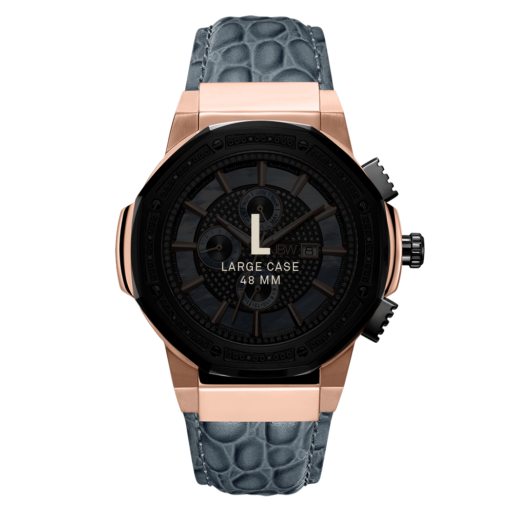 7 jbw saxon jb 6101l 10c two tone rose gold black ion gray leather diamond watch size fit_b8f49a3a 732b 4d16 ae60 28212a3b058c