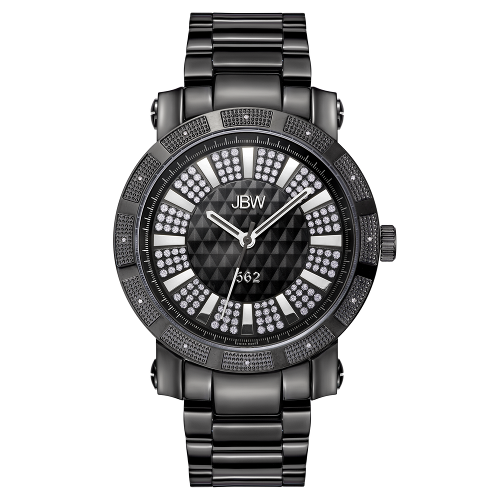 Jbw 562 jb 6225 d black ion black ion diamond watch front
