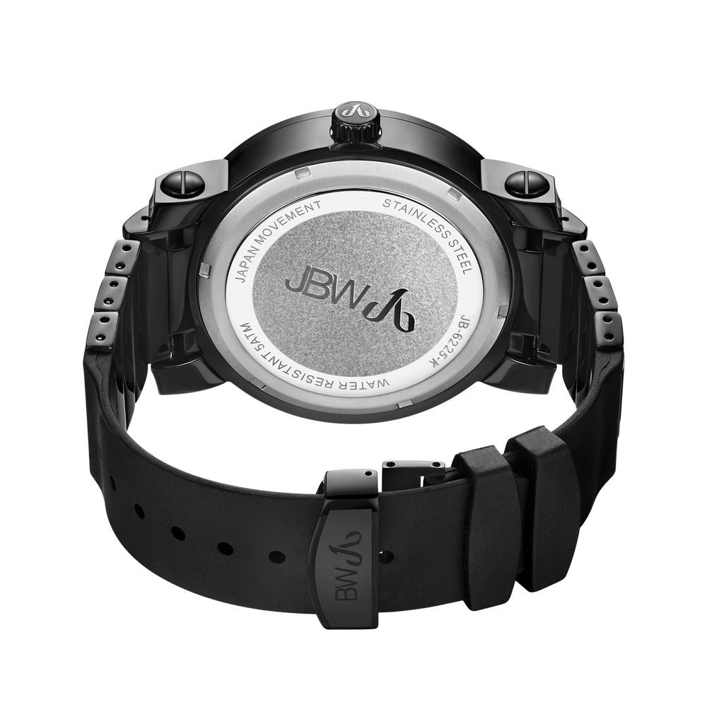Jbw 562 jb 6225 k black ion black silicone diamond watch back