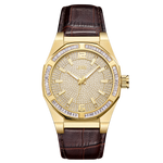 Jbw apollo j6350b gold brown leather diamond watch front thumb
