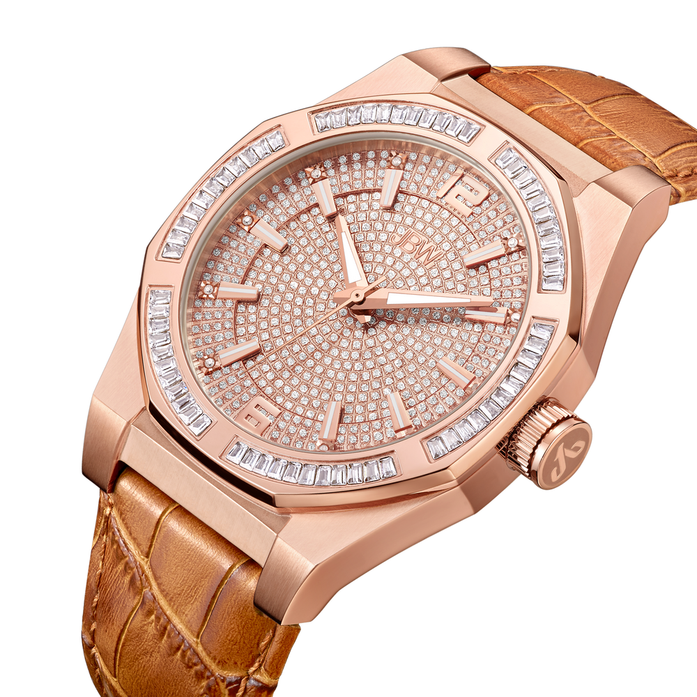 Jbw apollo j6350d rose gold brown leather diamond watch angle_63e51552 2d98 45a6 93c7 4960896f52ea