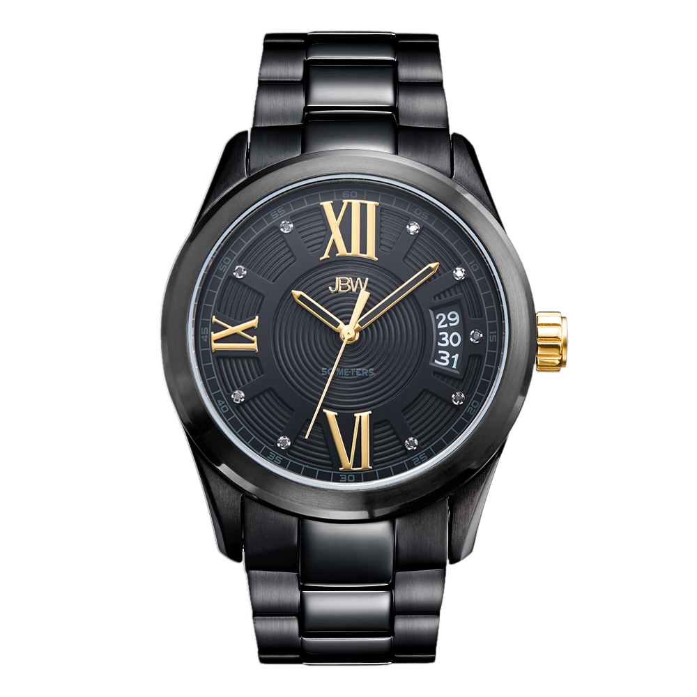 Jbw bond j6311e black ion gold diamond watch front
