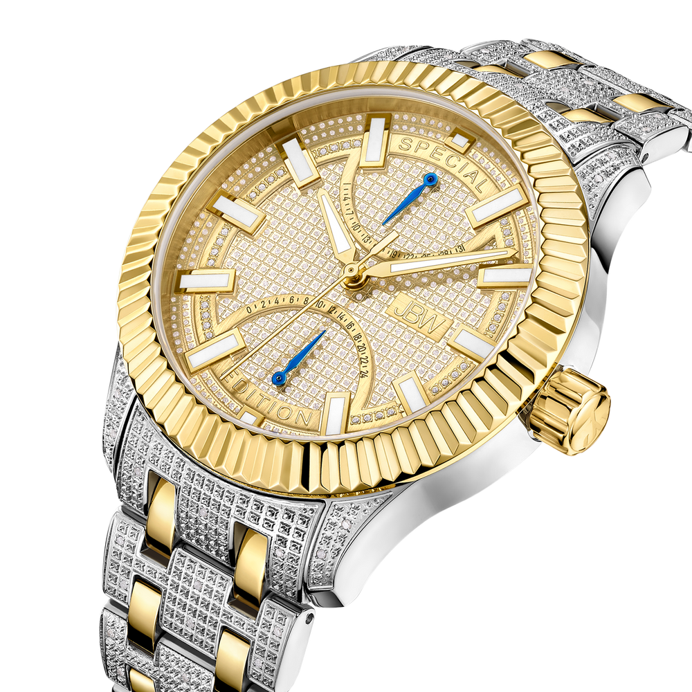 Jbw crowne special edition j6363c two tone gold stainless steel diamond watch angle