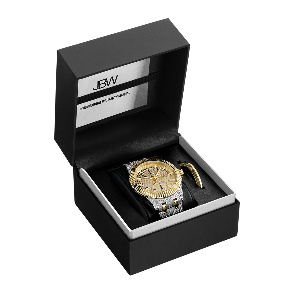 Jbw crowne special edition j6363c two tone gold stainless steel diamond watch packaging