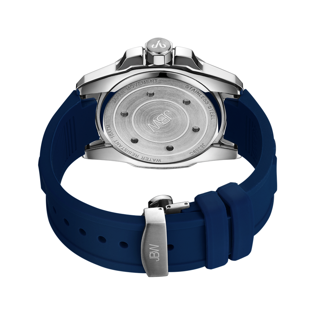 Jbw delmare j6359c stainless steel navy silicone diamond watch back