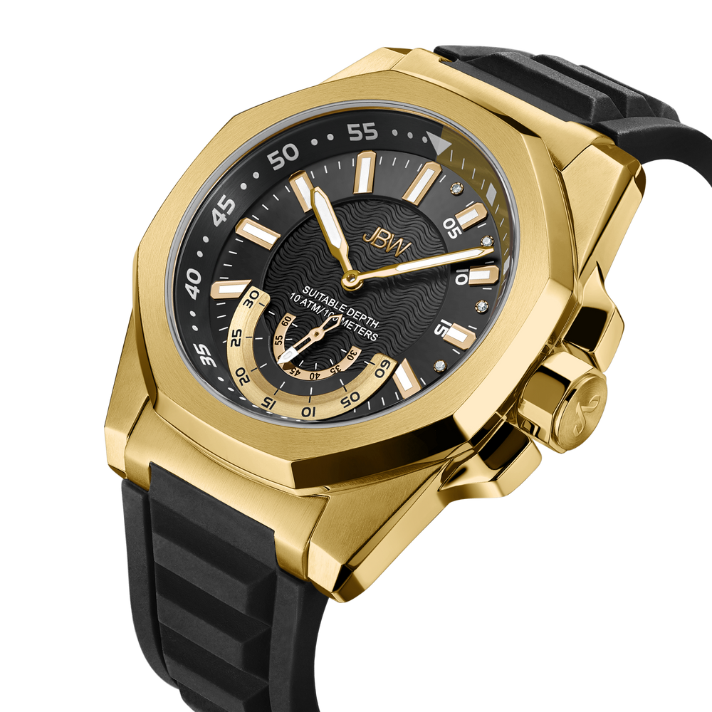 Jbw delmare j6359d gold black silicone diamond watch angle