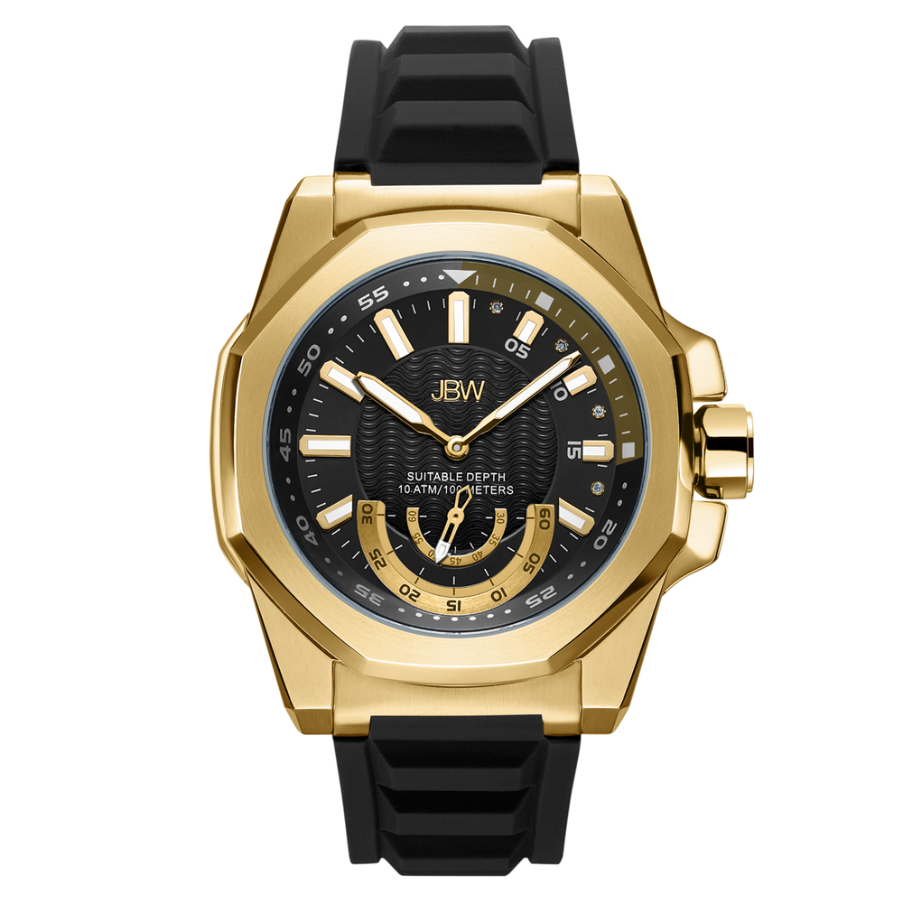 Jbw delmare j6359d gold black silicone diamond watch front