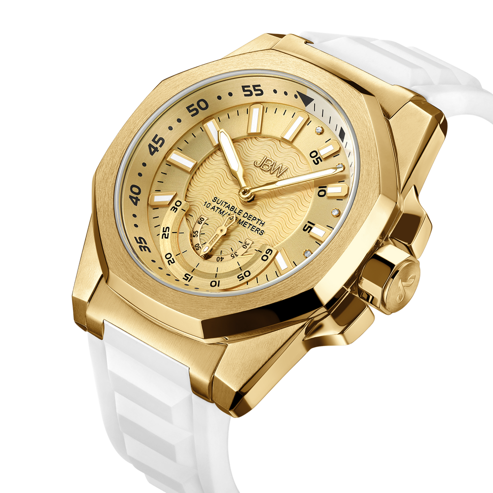 Jbw delmare j6359e gold white silicone diamond watch angle