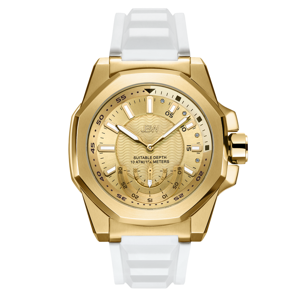 Jbw delmare j6359e gold white silicone diamond watch front