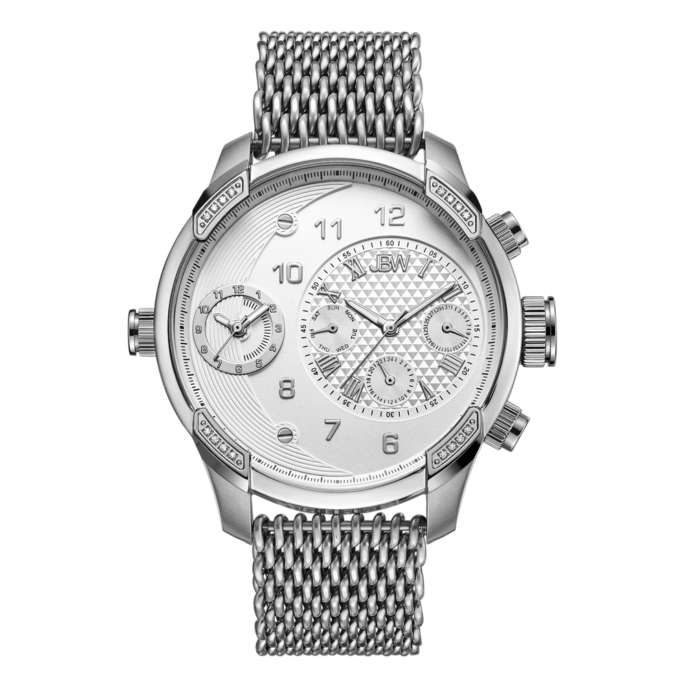 Jbw g3 j6355a stainless steel silver mesh diamond watch front