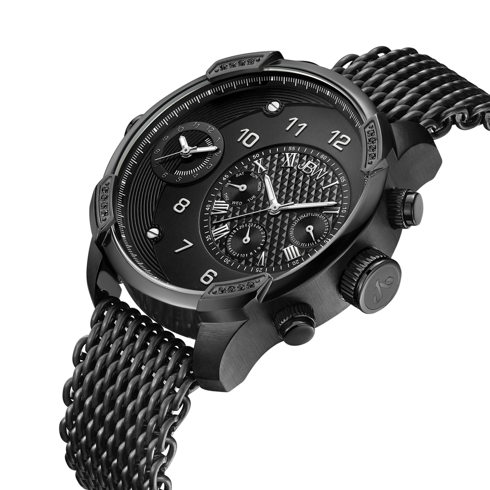 Jbw g3 j6355c black mesh diamond watch angle