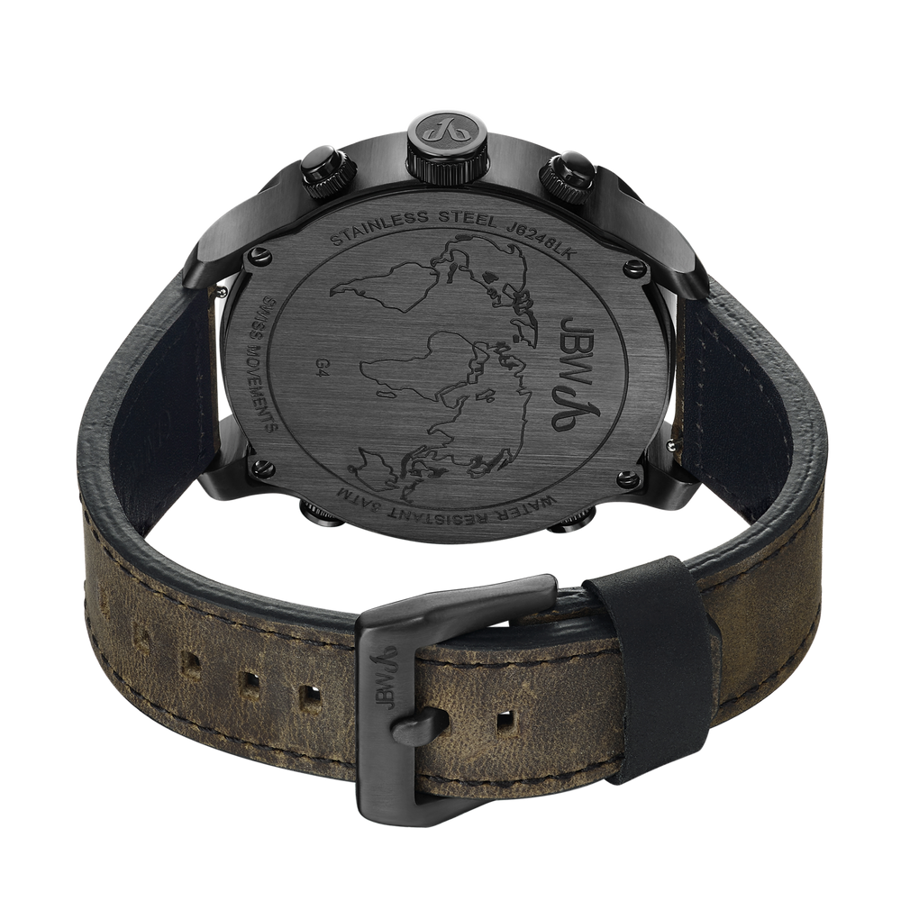 Jbw g4 j6248lk gunmetal brown leather diamond watch back