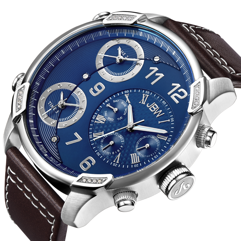 Jbw g4 j6248ln stainless steel brown leather diamond watch angle