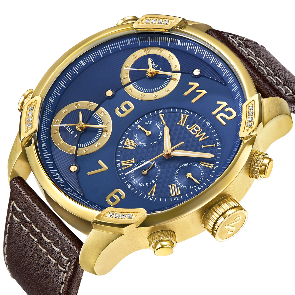 Jbw g4 j6248lo gold brown leather diamond watch angle