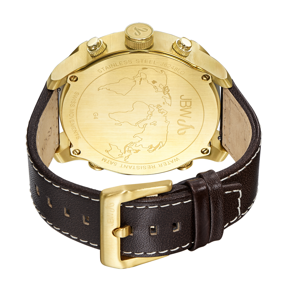 Jbw g4 j6248lo gold brown leather diamond watch back