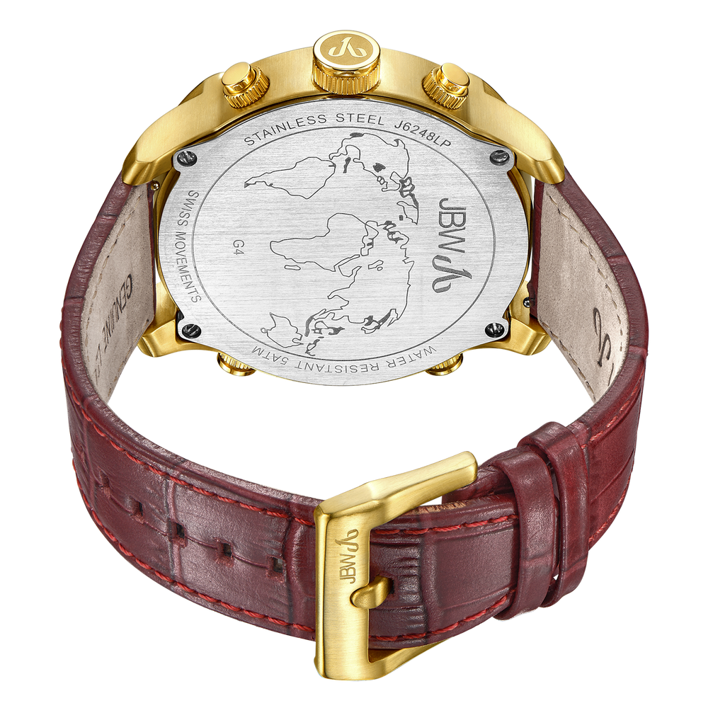 Jbw g4 j6248lp gold red leather diamond watch back