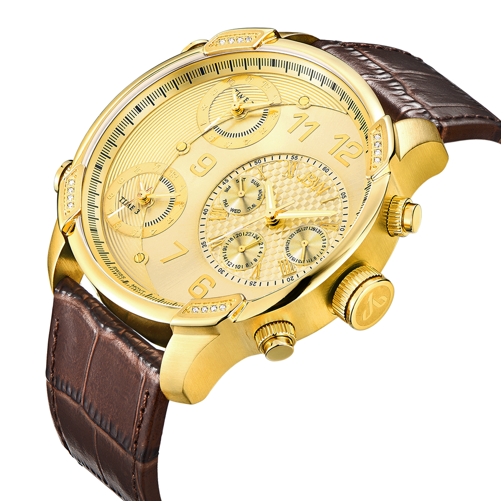Jbw g4 j6248lr gold brown leather diamond watch angle