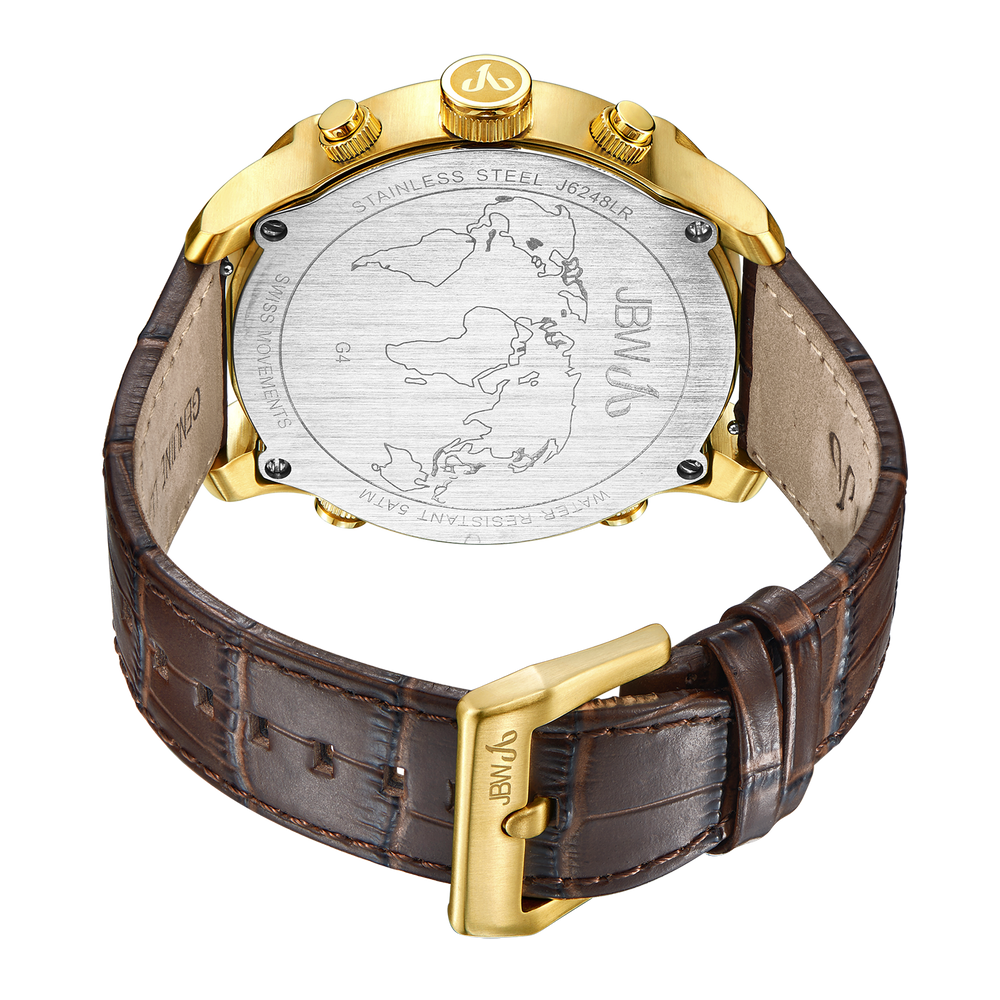 Jbw g4 j6248lr gold brown leather diamond watch back