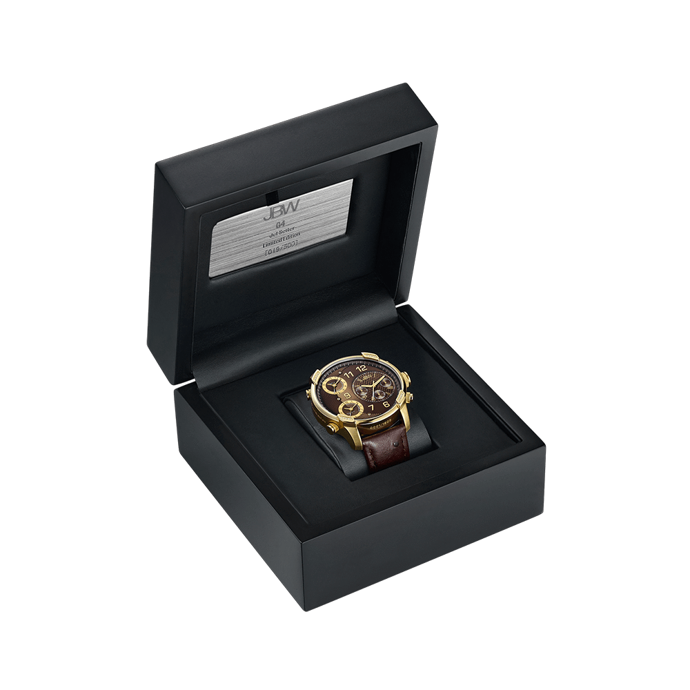 Jbw g4 j6353a gold brown leather diamond exclusive limited watch packaging