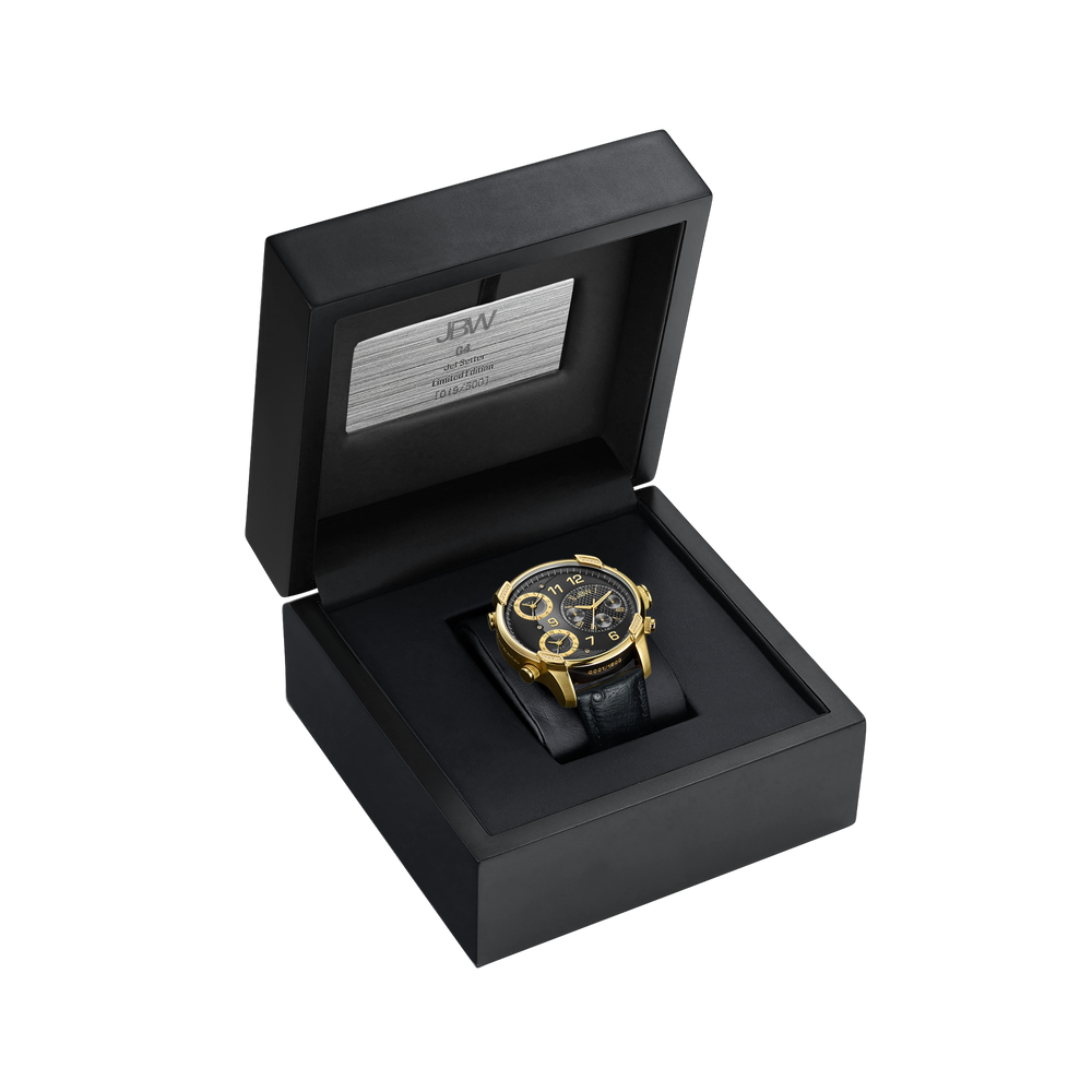 Jbw g4 j6353c gold black leather diamond exclusive limited watch packaging